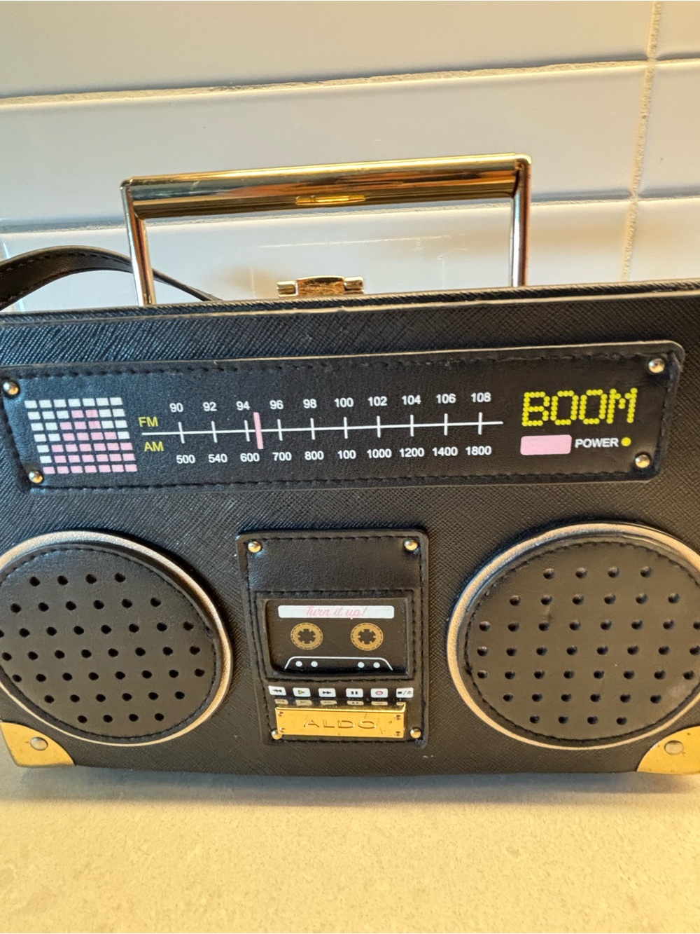 4 for $25- ALDO Black Retro Boombox Festival Crossbody Bag